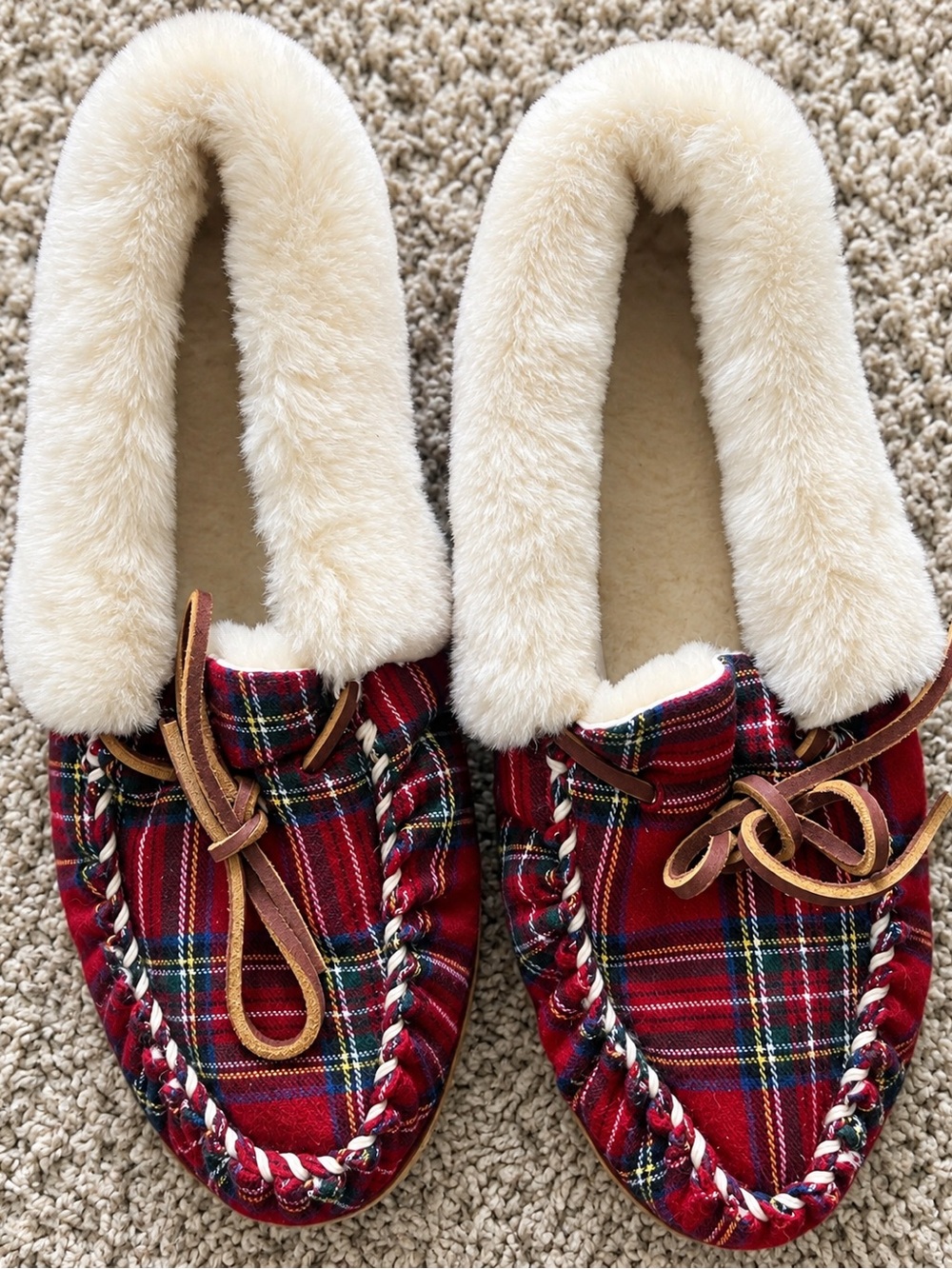 L.L.Bean Wicked Good Tartan Plaid Shearling Lined Slippers Women’s Size 10 Cozy
